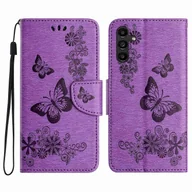 Portfele - Do Samsung Galaxy A16 5G Etui Motyle Kwiat Skórzany Portfel Z Klapką Pokrowiec Na Telefon - Fioletowy Wielobarwny Purple - miniaturka - grafika 1