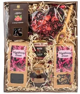 Zestawy upominkowe - Duży kosz prezentowy zestaw dla kobiet, matki walentynki. Czekolada w kształcie serca, zestaw herbat, słodycze, miód i konfitura - miniaturka - grafika 1