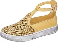 Kozaki damskie - Manitu 990002-06 modne kozaki damskie, żółty - żółty - 39 eu - miniaturka - grafika 1