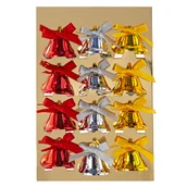 Zabawki kreatywne - Metalowe dzwonki z kokardką 12 sztuk w kolorze złotym/srebrnym - miniaturka - grafika 1