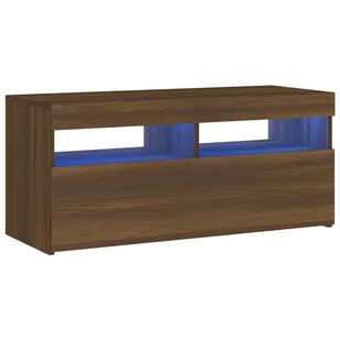 Lumarko Szafka pod TV z oświetleniem LED, brązowy dąb, 90x35x40 cm - Szafki RTV - miniaturka - grafika 3