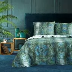 Eurofirany Pościel satynowa 160x200 Nika 38 zielona turkusowa skóra węża - Pościel Eurofirany Pościel satynowa 160x200 Nika 38 zielona turkusowa skóra węża - Pościel - miniaturka - grafika 1