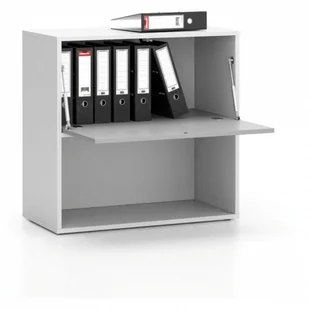 B2B Partner Regał biurowy LAYERS, niski, 1 schowek, 800 x 400 x 777, biały/szary 611505 - Regały biurowe - miniaturka - grafika 2