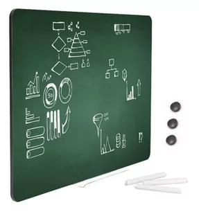 Zielona bezramowa tablica suchościeralna magnetyczna czarne obrzeże 60x45 cm w zestawie z półką, kredą oraz 3 magnesami! - Tablice i flipcharty - miniaturka - grafika 1