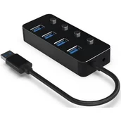 Wtyczki i adaptery - GEMBIRD 4-portowy HUB USB 3.1 Gen 1 z przełącznikami czarny - miniaturka - grafika 1