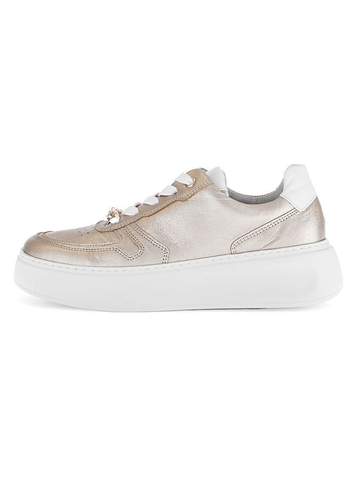 Gabor Skórzane sneakersy w kolorze złoto-białym