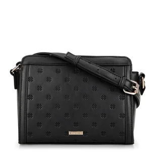 Damska torebka crossbody z tłoczonym monogramem czarna - Torebki damskie - miniaturka - grafika 1