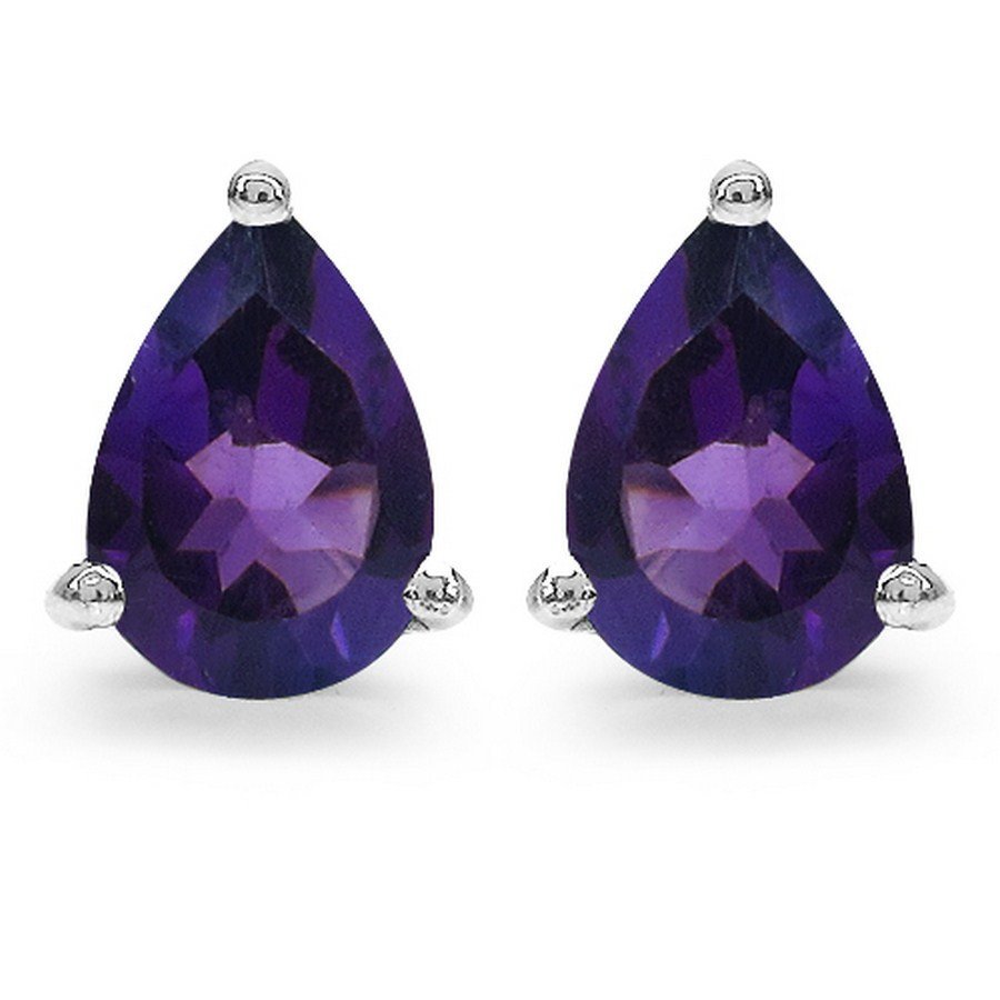 ENAYA MIA 7 Srebrne kolczyki z ametystami małe łezka sztyft 1,3 ct.