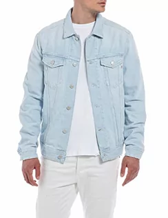 Kurtki męskie - Replay męska kurtka jeansowa, 011 niebieski, L - grafika 1
