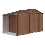 Altany ogrodowe - Domek narzędziowy MADISON 342x191cm Walnut, wentylowany, z drewutnią i przesuwanymi drzwiami, praktyczny schowek na narzędzia i opał Hardmaister - miniaturka - grafika 1