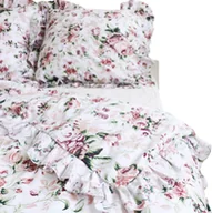 Kołdry i poduszki dla dzieci - Pościel Bawełniana Z Falbanką Komplet Retro Kwiaty Dziecięca 140X200 Cm + Poduszka 70X80 Cm - miniaturka - grafika 1