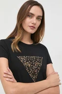 Koszulki sportowe damskie - Guess t-shirt damski kolor czarny - miniaturka - grafika 1