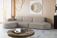 Narożniki - Designerski Narożnik, Sofa w kształcie litery L MODENA, tkanina Poso Jasnobrązowy Lewy - miniaturka - grafika 1