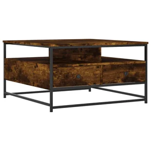 vidaXL Stolik kawowy dąb wędzony 80x80x45 cm materiał drewnopochodny - Ławy i stoliki kawowe - miniaturka - grafika 1