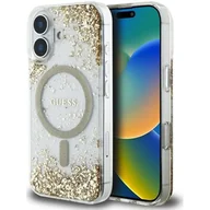 Etui i futerały do telefonów - Etui GUESS HC Resin Bottom Glitter MagSafe do Apple iPhone 16 Złoty - miniaturka - grafika 1