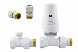 Zawór termostatyczny ELEGANT prosty biały mat Pex 16mm - Zawory i kraniki - miniaturka - grafika 1