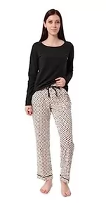 Spodnie damskie - Calvin Klein Damskie spodnie zestaw piżama L/S, Gwiazda_pieczątka_owsianka wrzosowa, XL - grafika 1