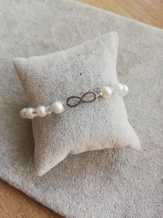 BRANSOLETKA PERŁY NIESKOŃCZONOŚĆ STAL ZŁOTA - Bransoletki - miniaturka - grafika 1