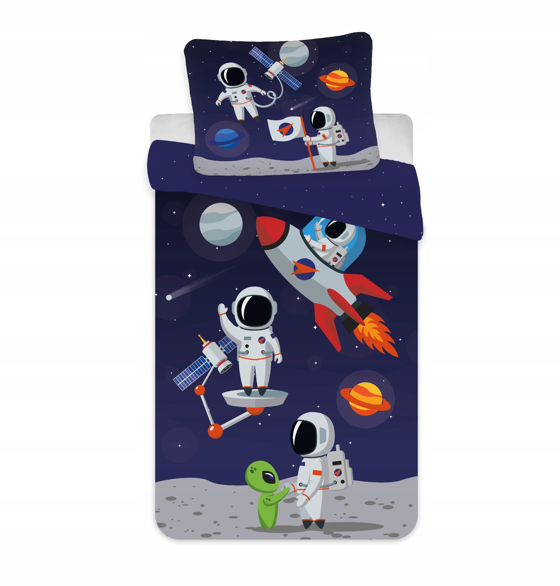Dziecięca Pościel Kosmos Rakiety Ufo Astronauta Planety 140x200