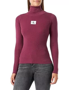 Swetry damskie - Calvin Klein Jeans Sweter damski z rolowanym dekoltem, Amaranth, XXS - grafika 1
