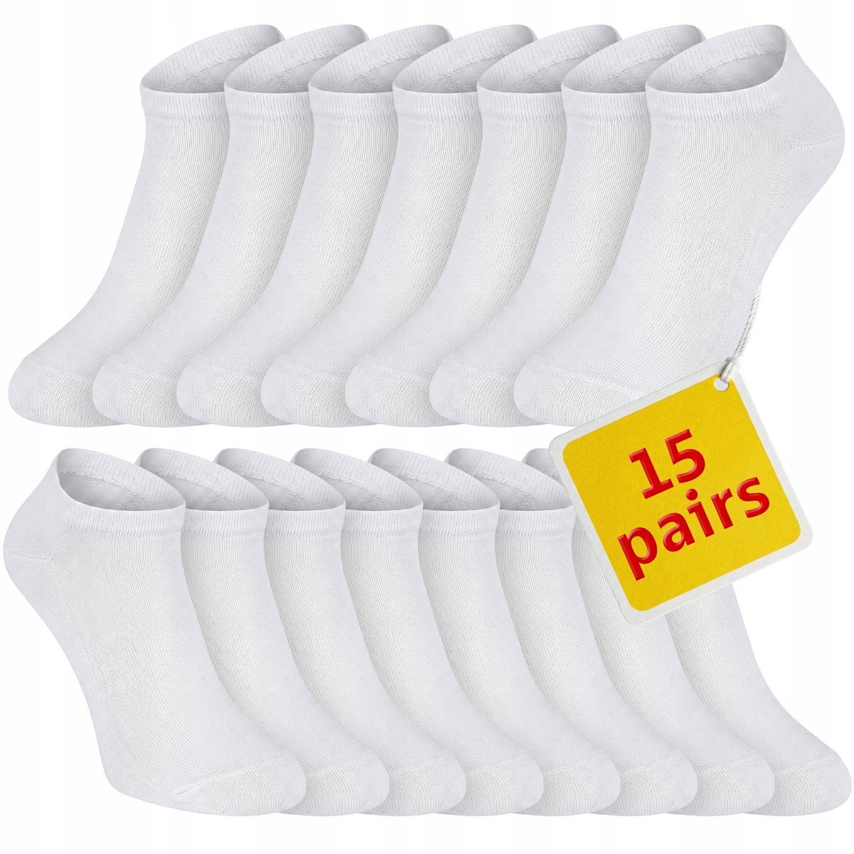 15 PAR SKARPETKI STOPKI MĘSKIE BIAŁE KRÓTKIE BAMBUSOWE ROZMIAR 43-46