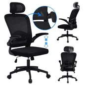 Fotele i krzesła biurowe - Fotel biurowy obrotowy "Mistral Black", mikrosiatka do biurka KO28CZ - miniaturka - grafika 1