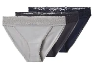 Majtki damskie - esmara® Majtki slipy damskie z bawełną, 3 pary (granatowy/ciemnoszary/szary, XL(48/50)) - miniaturka - grafika 1