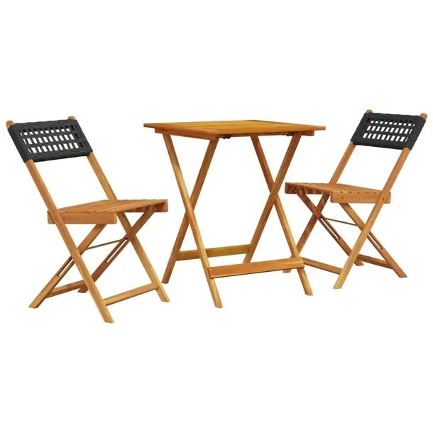 Zestaw mebli bistro ogrodowych, lite drewno akacjowe, stół 60x60x75, krze