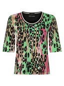 Koszulki i topy damskie - Marc Cain Sports Damska koszulka z długim rękawem Kobiety Bawełna zielony|wielokolorowy wzorzysty, 36 - miniaturka - grafika 1