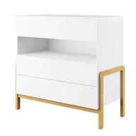Komody - Komoda Bruno, 3 szuflady, biały mat, nóżki lite drewno dębowe - miniaturka - grafika 1