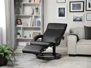 Fotele i krzesła biurowe - Beliani Fotel czarny skóra ekologiczna MIGHT - miniaturka - grafika 1