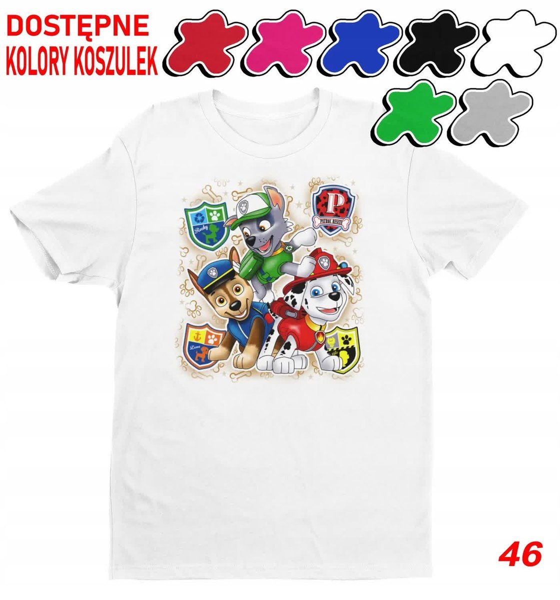 Dziecięca Koszulka Z Nadrukiem Psi Patrol Duży Wybór -L 146-152