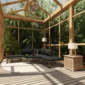 Meble ogrodowe - vidaXL 6 częściowy zestaw wypoczynkowy do ogrodu poduszki rattan PE szary 46807 46807 - miniaturka - grafika 1