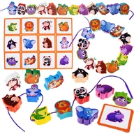 Zabawy w naśladowanie dorosłych - Klocki koraliki zwierzątka do nawlekania puzzle kształty 25 ele ZA4688 - miniaturka - grafika 1