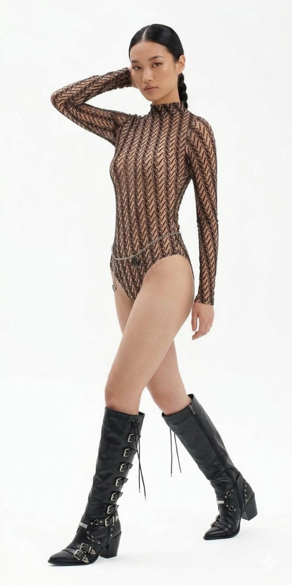 GOD SAVE QUEENS BODY Z MAKIETĄ ORNAMENTOWĄ Z DŁUGIM RĘKAWEM S I3A