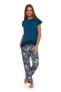 Piżamy damskie - Wiskozowa piżama Kessi niebieska w kwiaty XL - grafika 1