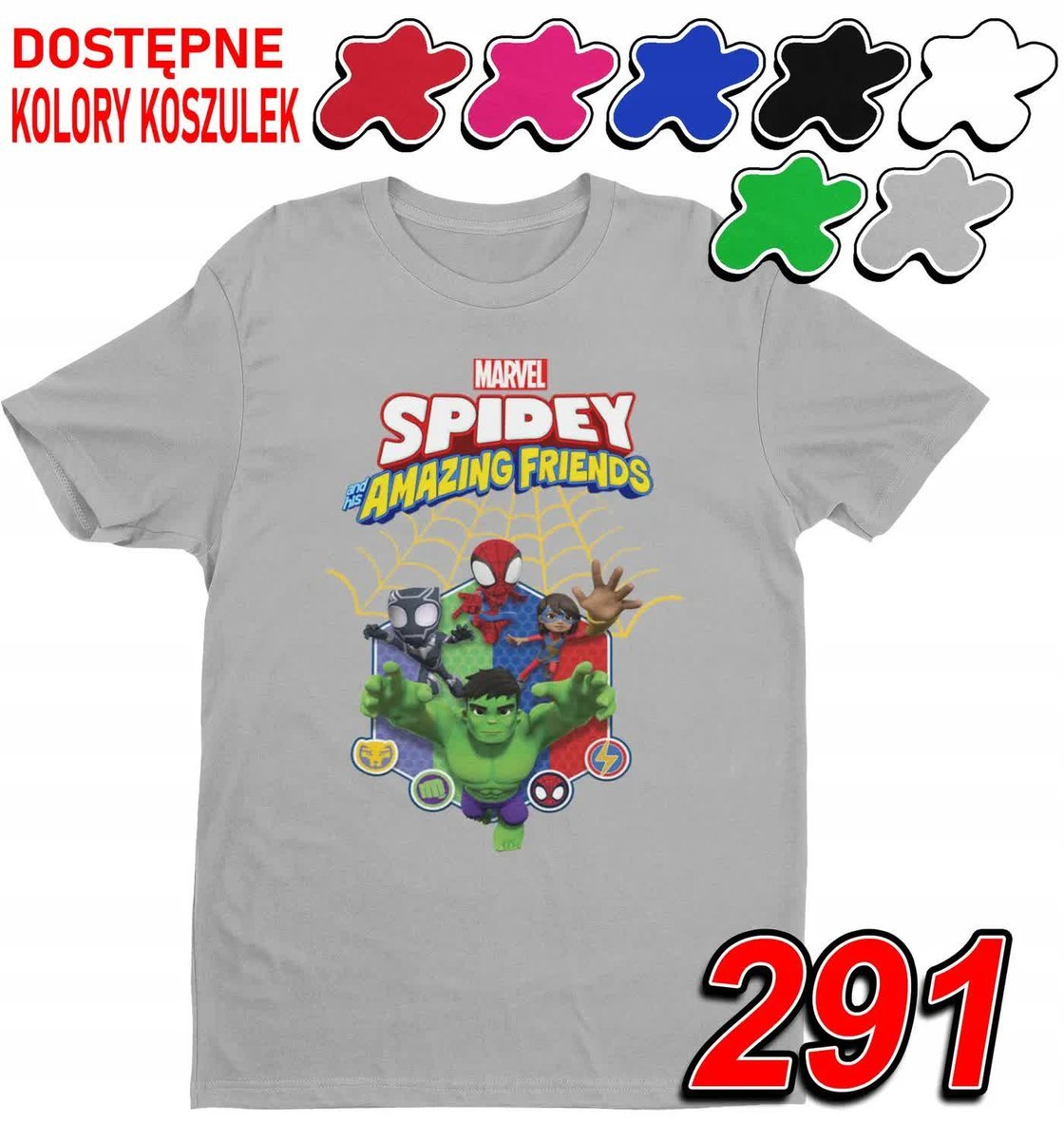 Dziecięca Koszulka T-Shirt Z Nadrukiem Spidey Friends Marvel- L 146-152