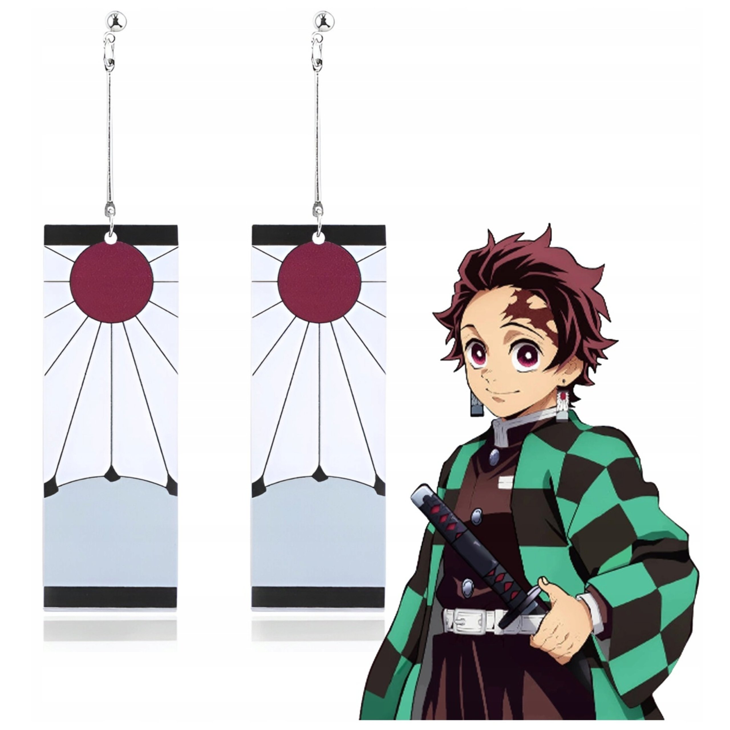 Kolczyki Demon Slayer Kimetsu No Yaiba Anime Tanjirou Cosplay