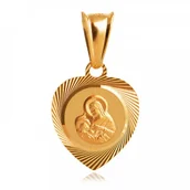 Biżuteria religijna - Murrano Srebrny Medalik 925 Złocony Matka Boska Grawer YZ-106 - miniaturka - grafika 1