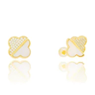 Kolczyki - Srebrne pozłacane kolczyki koniczyna marokańska z cyrkoniami pr. 925 - miniaturka - grafika 1