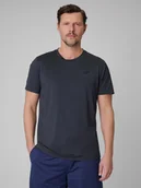 Koszulki sportowe męskie - 4F Koszulka treningowa regular szybkoschnąca męska - granatowa XXL - miniaturka - grafika 1
