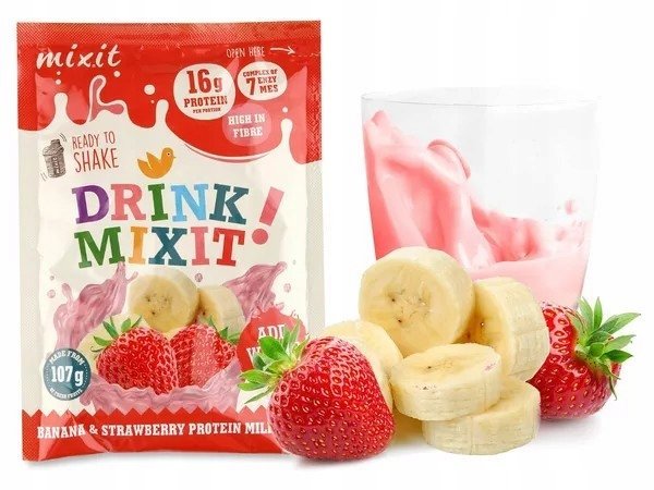 Mixit Proteinowy Koktajl Banan Truskawka 40g Bez Glutenu 30% Owo 41% Białka