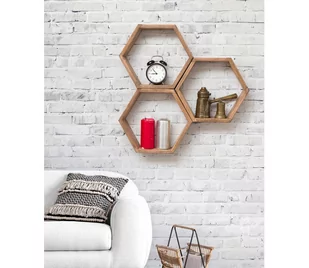 ZESTAW 3x Półka ścienna ELFO 38x58 cm brązowa - Półki do salonu - miniaturka - grafika 1