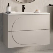 Szafki łazienkowe - Szafka łazienkowa wisząca z umywalką wpuszczaną - Beżowa - 80 cm - VUTOMA - miniaturka - grafika 1