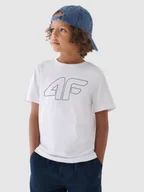 Koszulki dla chłopców - 4F T-shirt z nadrukiem chłopięcy - biały 128 (7-8 lat) - miniaturka - grafika 1