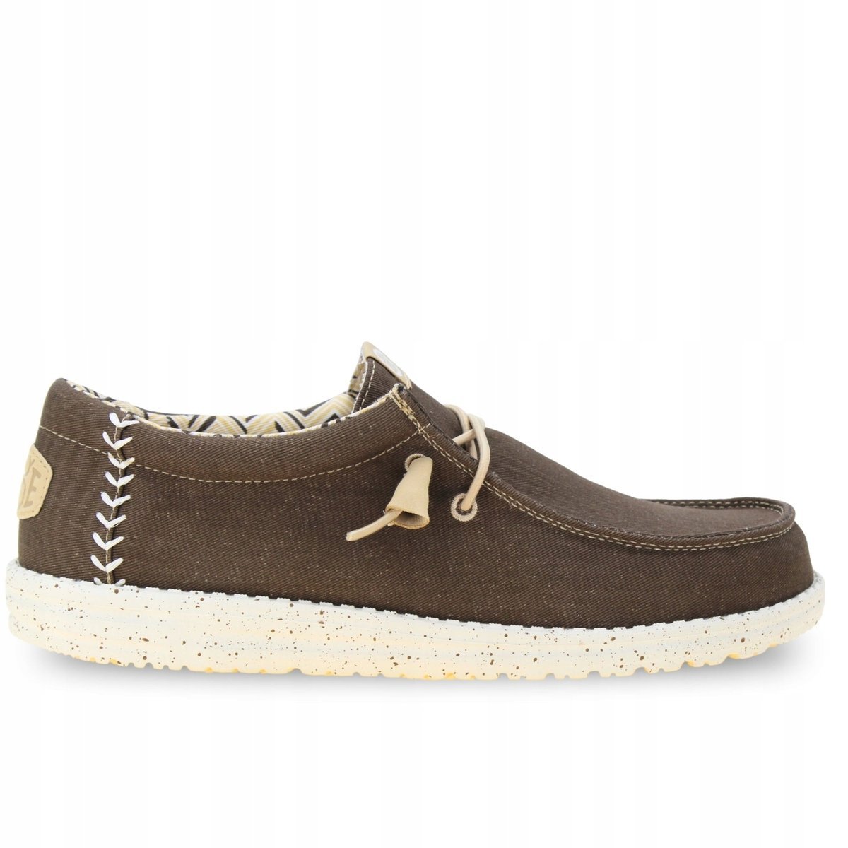 Buty Męskie Hey Dude Wally Stretch Canvas Mokasyny Na Lato Wsuwane Brązowe