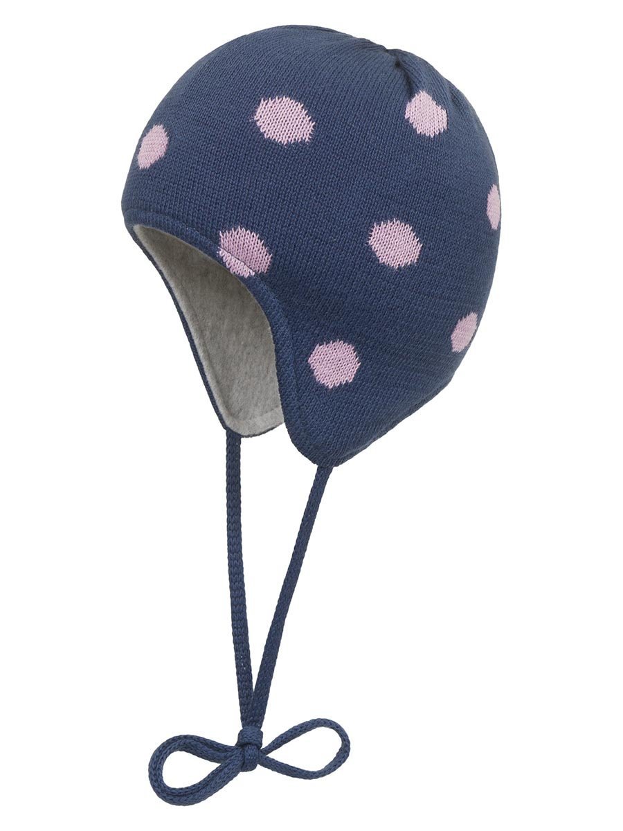 Dziewczęca czapka wiązana w groszki niebieska Döll