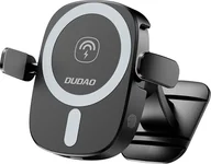 Uchwyty samochodowe do telefonów - Dudao Uchwyt Dudao FW11 samochodowy do telefonu z ładowarką indukcyjną 15W na kratkę nawiewu / kokpit - czarny - miniaturka - grafika 1