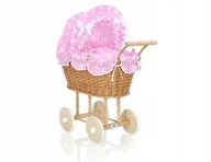 Pościel dla dzieci - Wiklinowy wózek dla lalek wysoki z pościelką i wyś - miniaturka - grafika 1