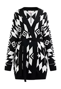 IZIA Otwarty dzianinowy kardigan damski 19025436 czarno-biały, XL/XXL czarno-biały, czarny biały, XL-XXL - Swetry damskie - miniaturka - grafika 1